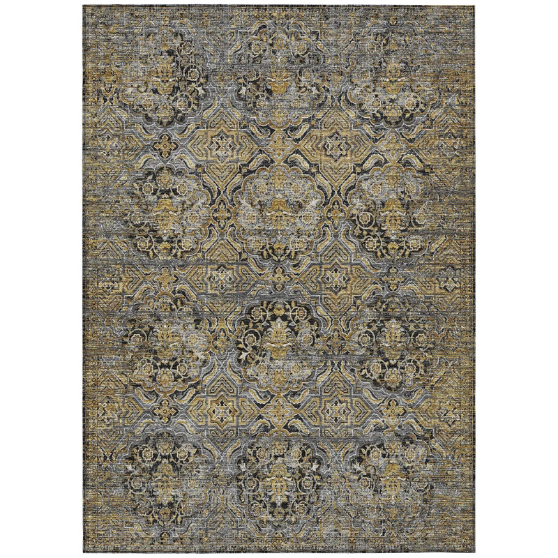 8' X 10' Black And Coffee Floral Washable Indoor Outdoor Area Rug Homeroots Outdoor