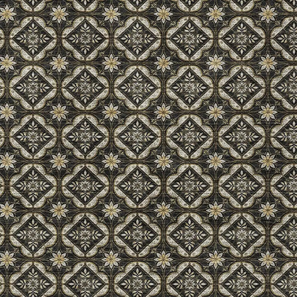8' X 10' Black And Coffee Geometric Washable Indoor Outdoor Area Rug Homeroots Outdoor