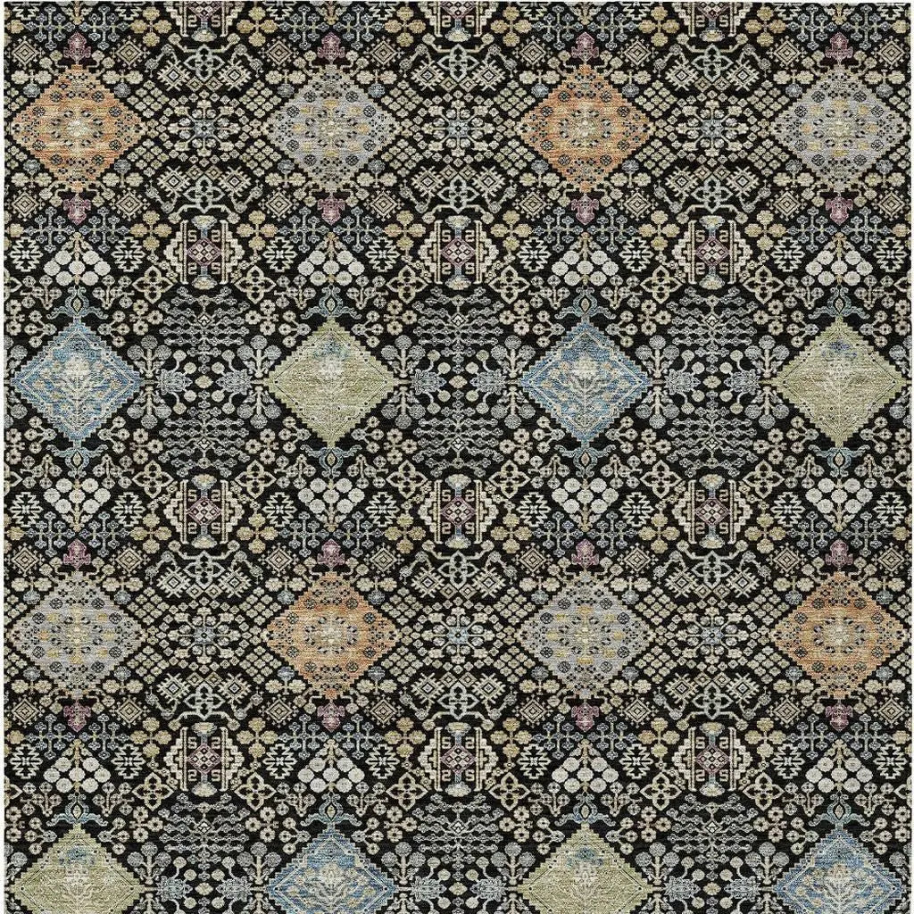 8' X 10' Black And Copper Oriental Washable Indoor Outdoor Area Rug Homeroots Outdoor