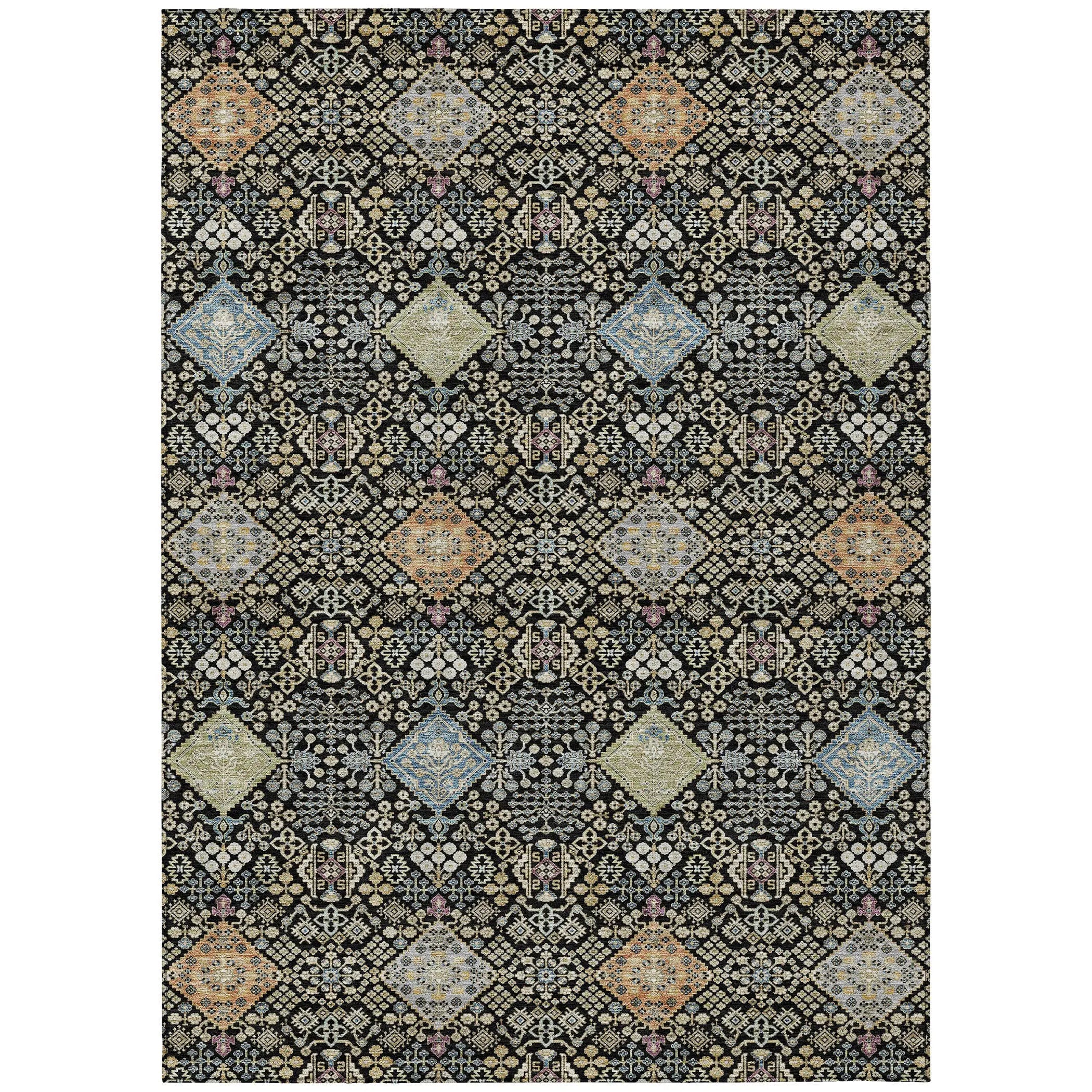 8' X 10' Black And Copper Oriental Washable Indoor Outdoor Area Rug Homeroots Outdoor