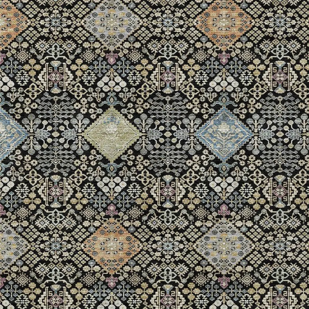 8' X 10' Black And Copper Oriental Washable Indoor Outdoor Area Rug Homeroots Outdoor