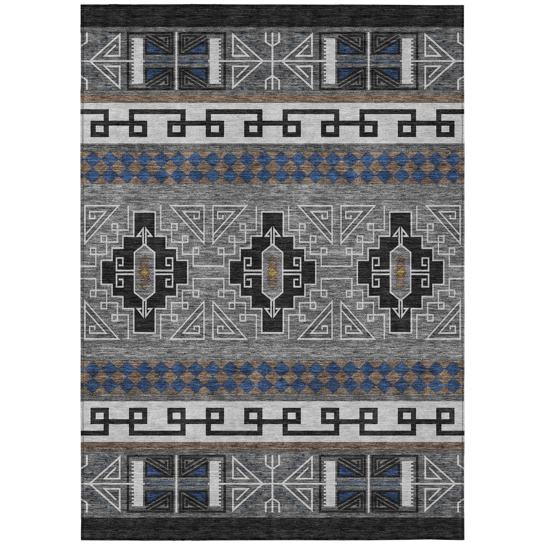 8' X 10' Black And Copper Tribal Washable Indoor Outdoor Area Rug Homeroots Outdoor