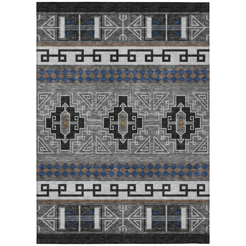 8' X 10' Black And Copper Tribal Washable Indoor Outdoor Area Rug Homeroots Outdoor