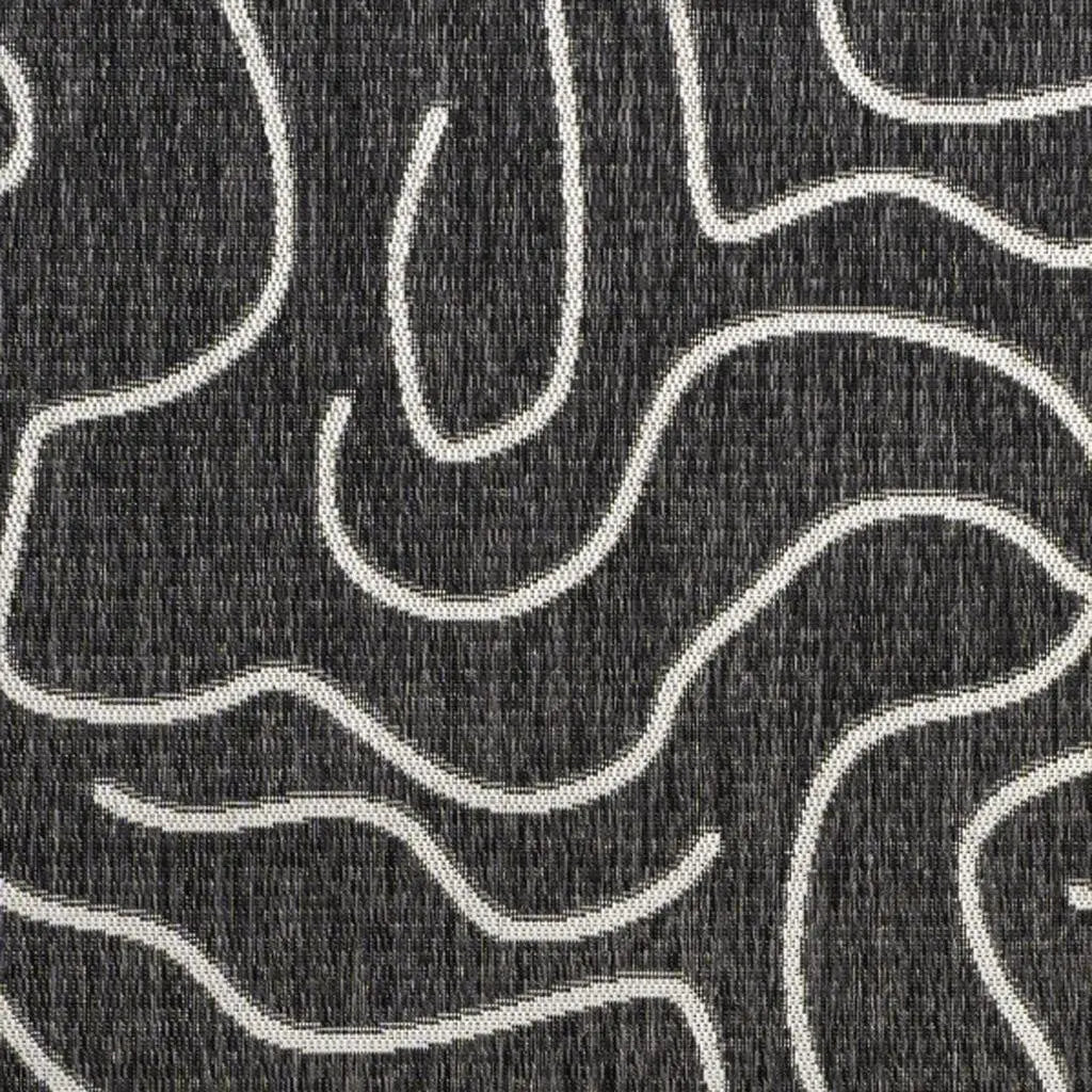 8' X 10' Black And Cream Abstract Indoor Outdoor Area Rug Homeroots Outdoor