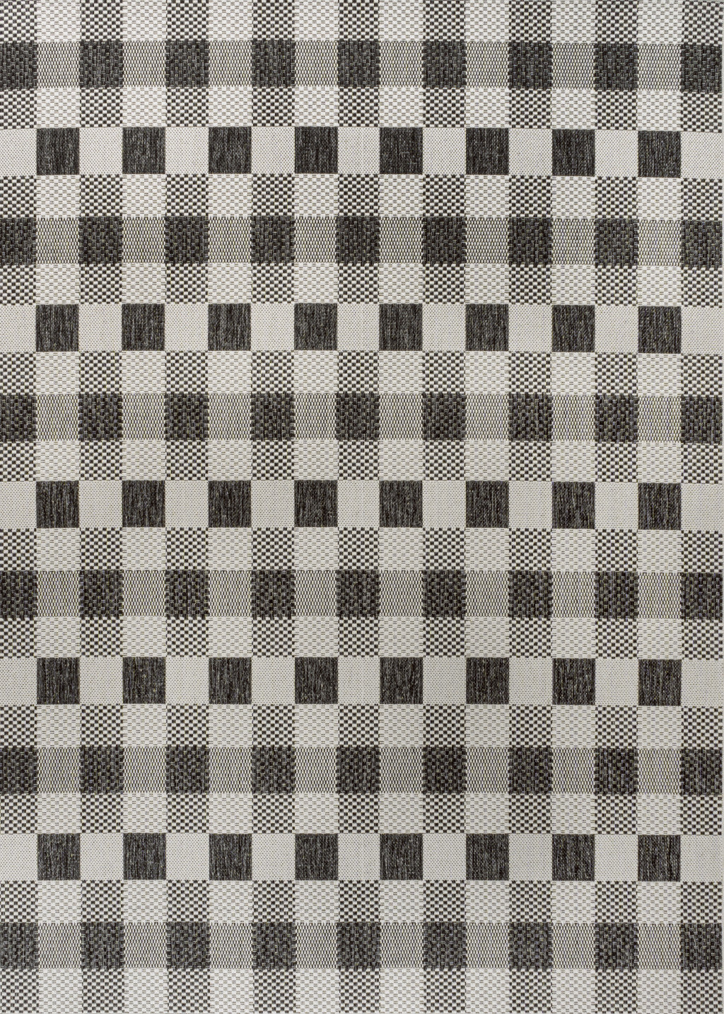 8' X 10' Black And Cream Geometric Indoor Outdoor Area Rug - GreatEagleInc