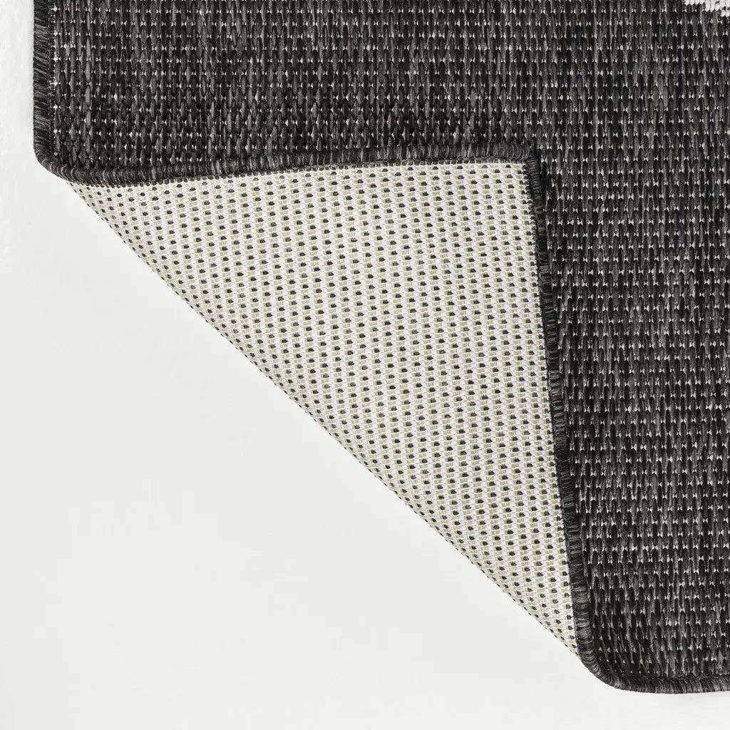 8' X 10' Black And Cream Geometric Indoor Outdoor Area Rug Homeroots Outdoor