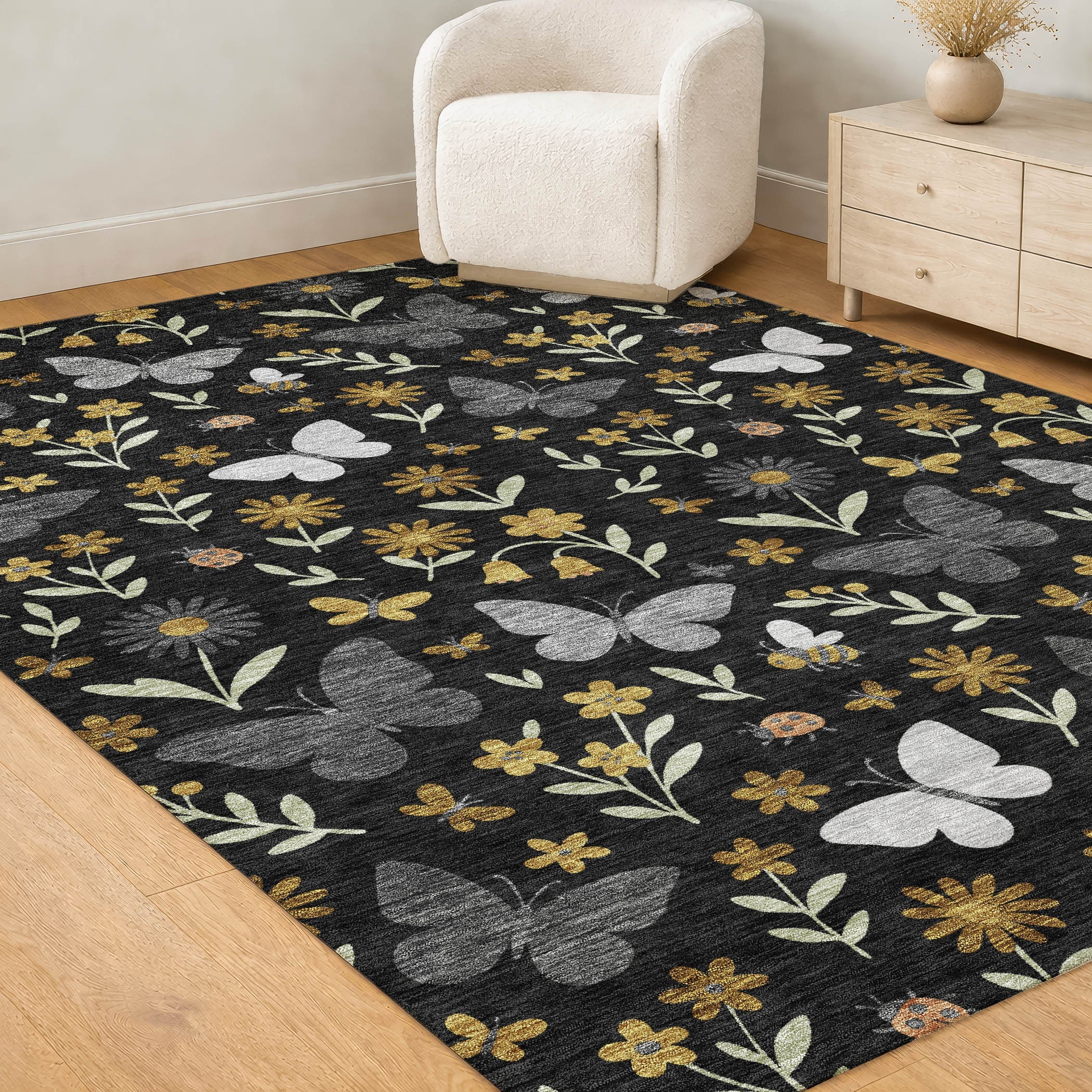 8' X 10' Black And Graphite Abstract Washable Indoor Outdoor Area Rug Homeroots Outdoor