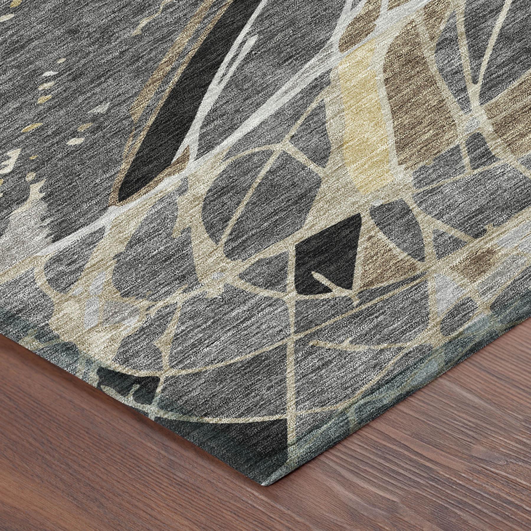 8' X 10' Black And Graphite Abstract Washable Indoor Outdoor Area Rug Homeroots Outdoor