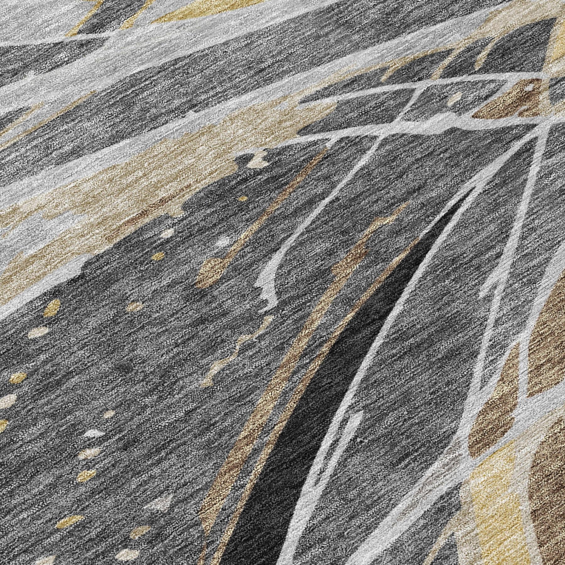 8' X 10' Black And Graphite Abstract Washable Indoor Outdoor Area Rug Homeroots Outdoor