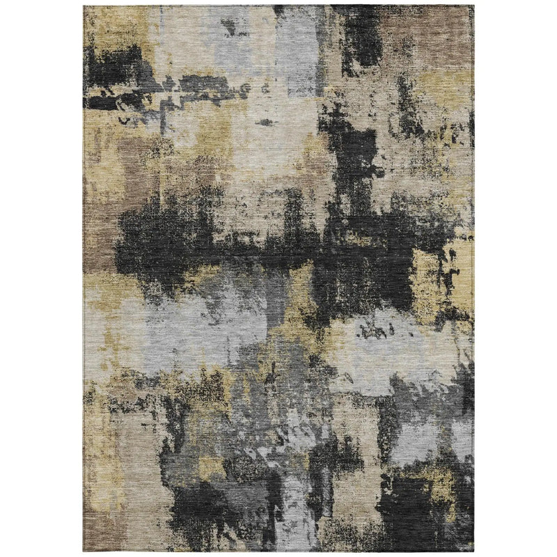 8' X 10' Black And Graphite Abstract Washable Indoor Outdoor Area Rug Homeroots Outdoor