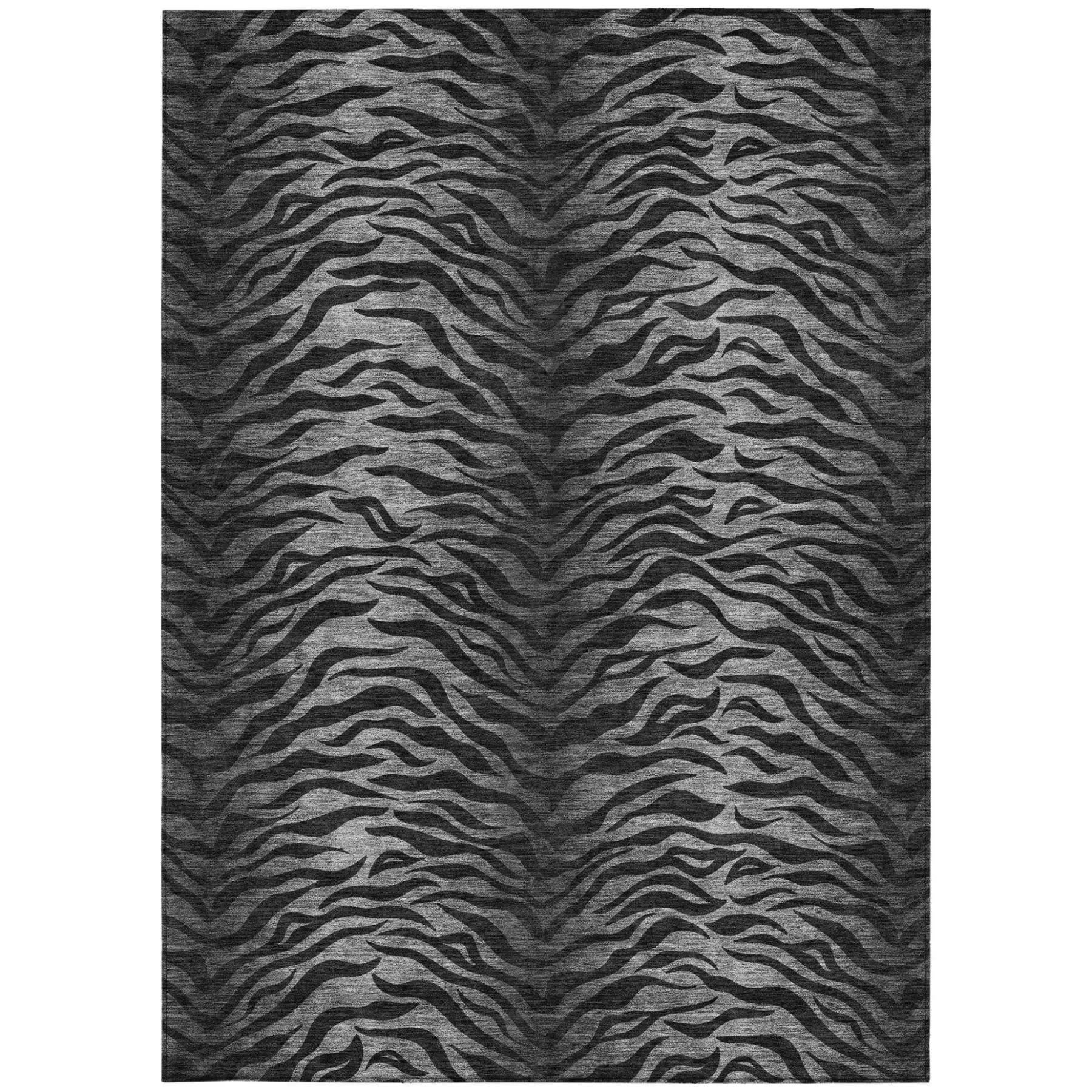 8' X 10' Black And Graphite Animal Print Washable Indoor Outdoor Area Rug Homeroots Outdoor
