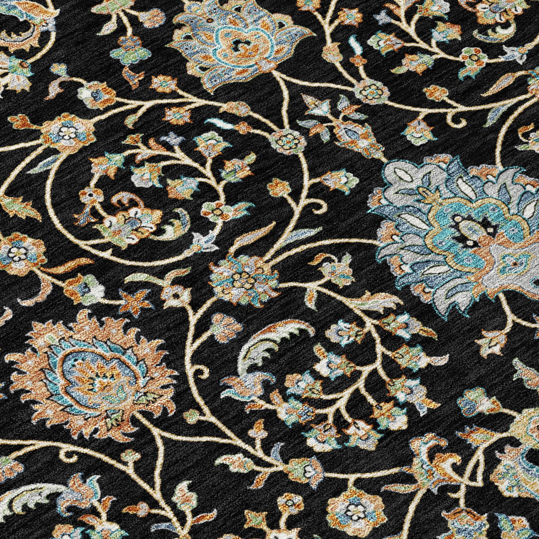 8' X 10' Black And Graphite Floral Washable Indoor Outdoor Area Rug Homeroots Outdoor