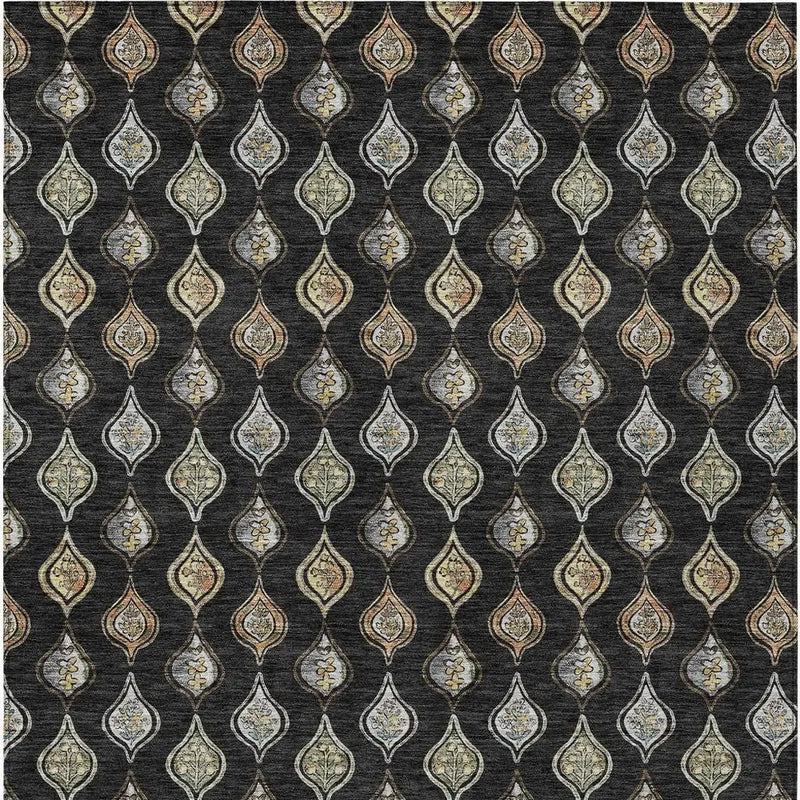 8' X 10' Black And Graphite Floral Washable Indoor Outdoor Area Rug Homeroots Outdoor