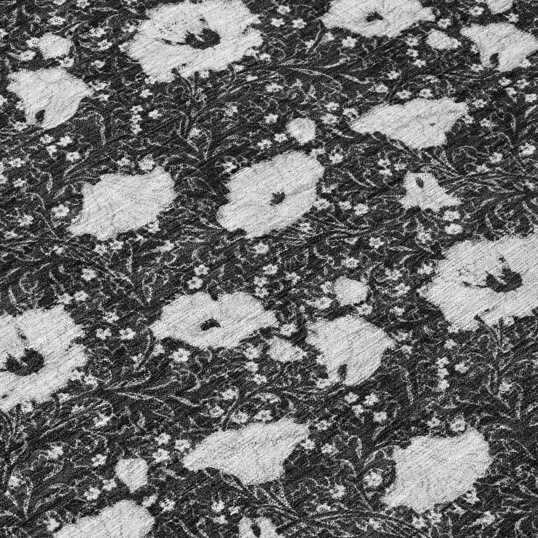 8' X 10' Black And Graphite Floral Washable Indoor Outdoor Area Rug Homeroots Outdoor