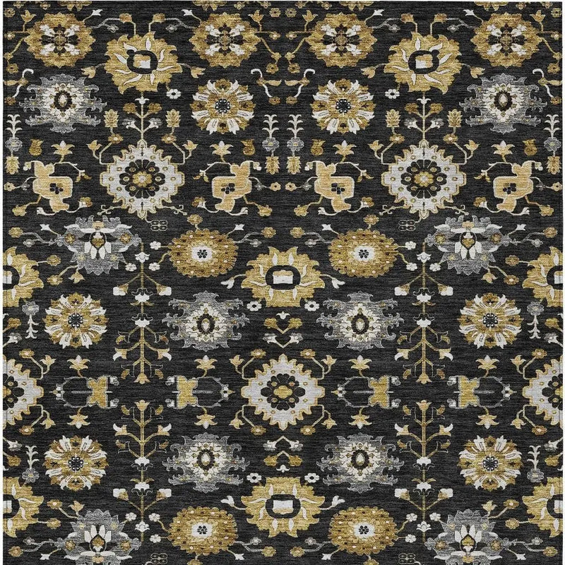 8' X 10' Black And Graphite Geometric Washable Indoor Outdoor Area Rug Homeroots Outdoor
