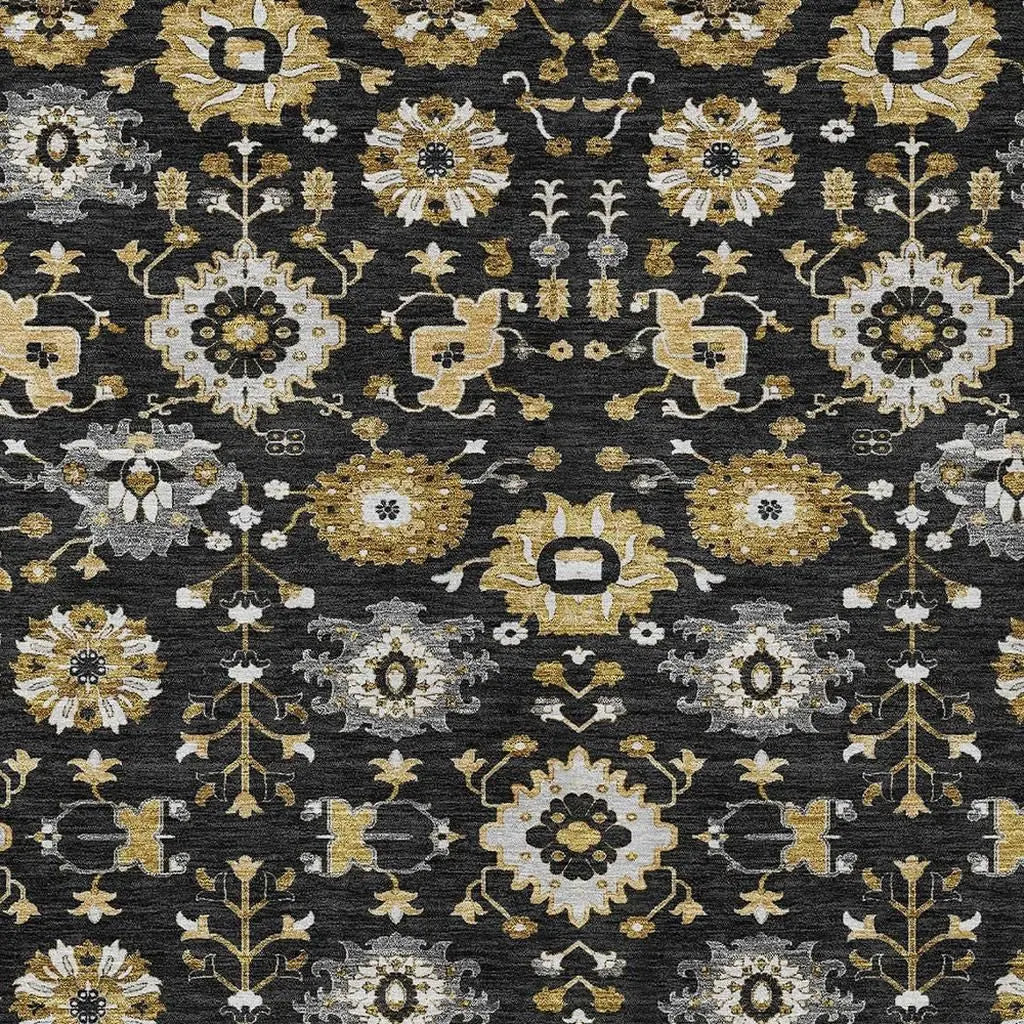 8' X 10' Black And Graphite Geometric Washable Indoor Outdoor Area Rug Homeroots Outdoor