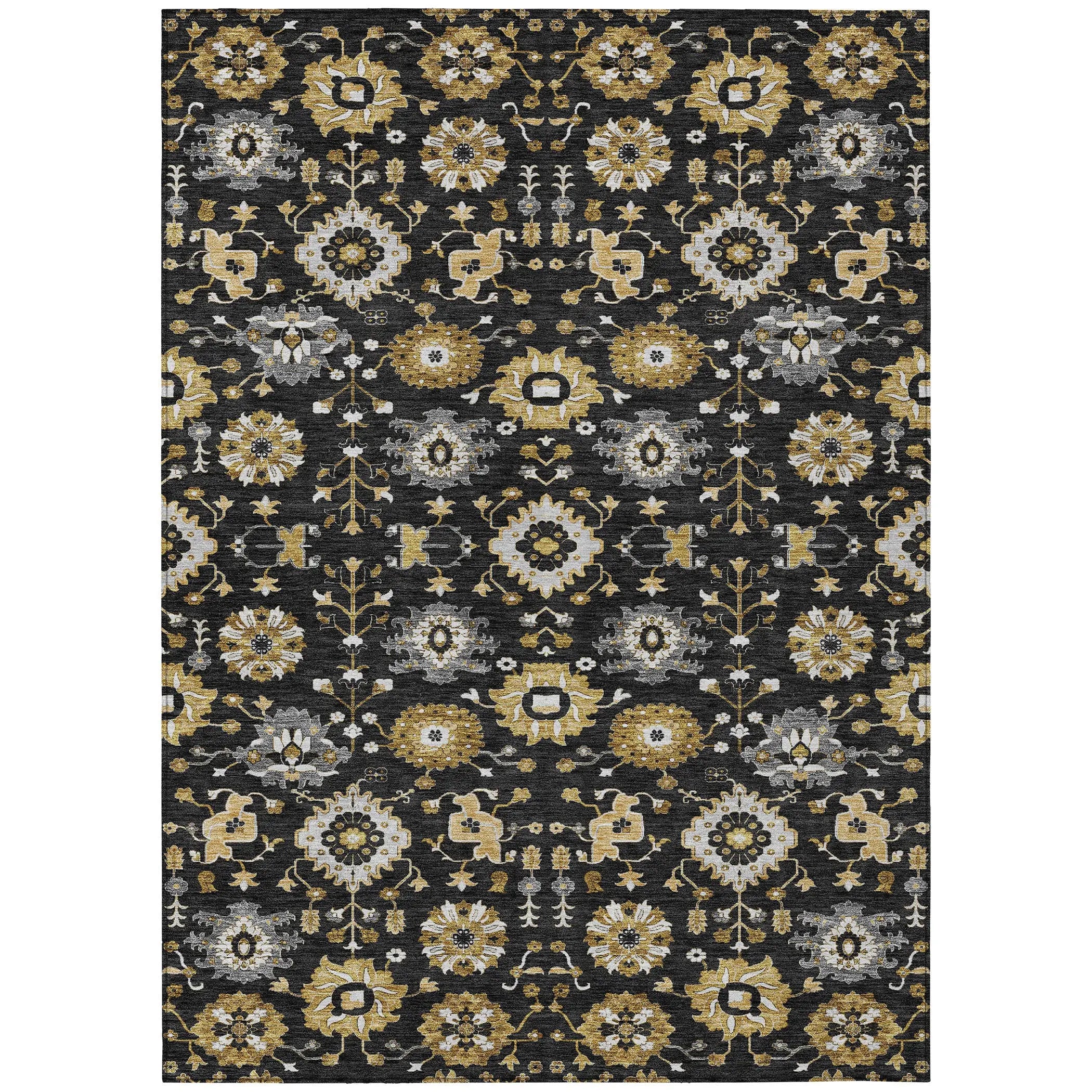 8' X 10' Black And Graphite Geometric Washable Indoor Outdoor Area Rug Homeroots Outdoor