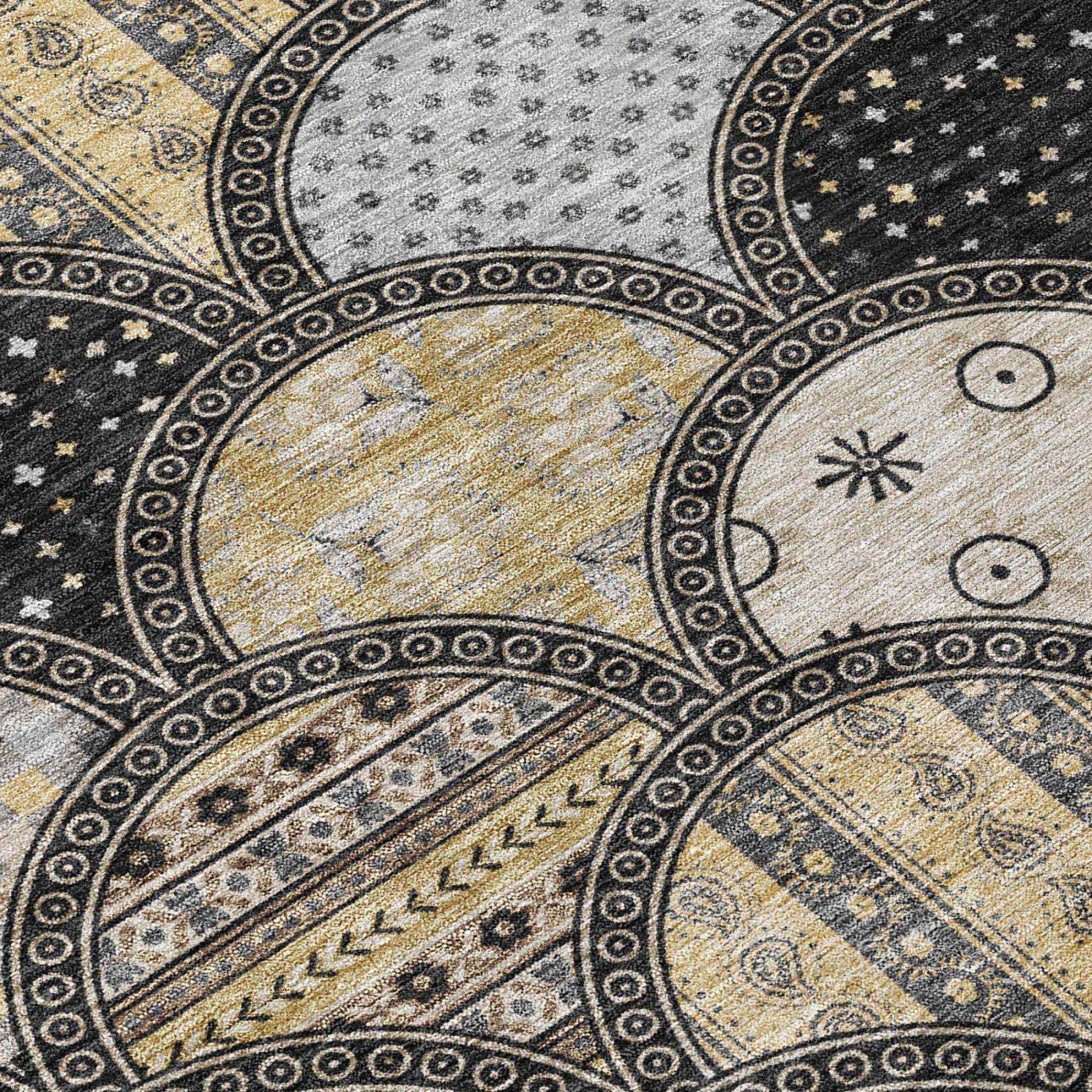 8' X 10' Black And Graphite Geometric Washable Indoor Outdoor Area Rug Homeroots Outdoor