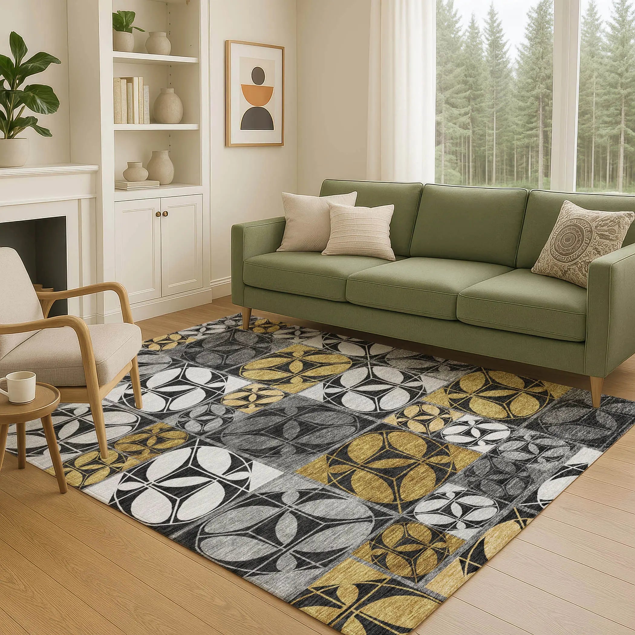 8' X 10' Black And Graphite Geometric Washable Indoor Outdoor Area Rug Homeroots Outdoor