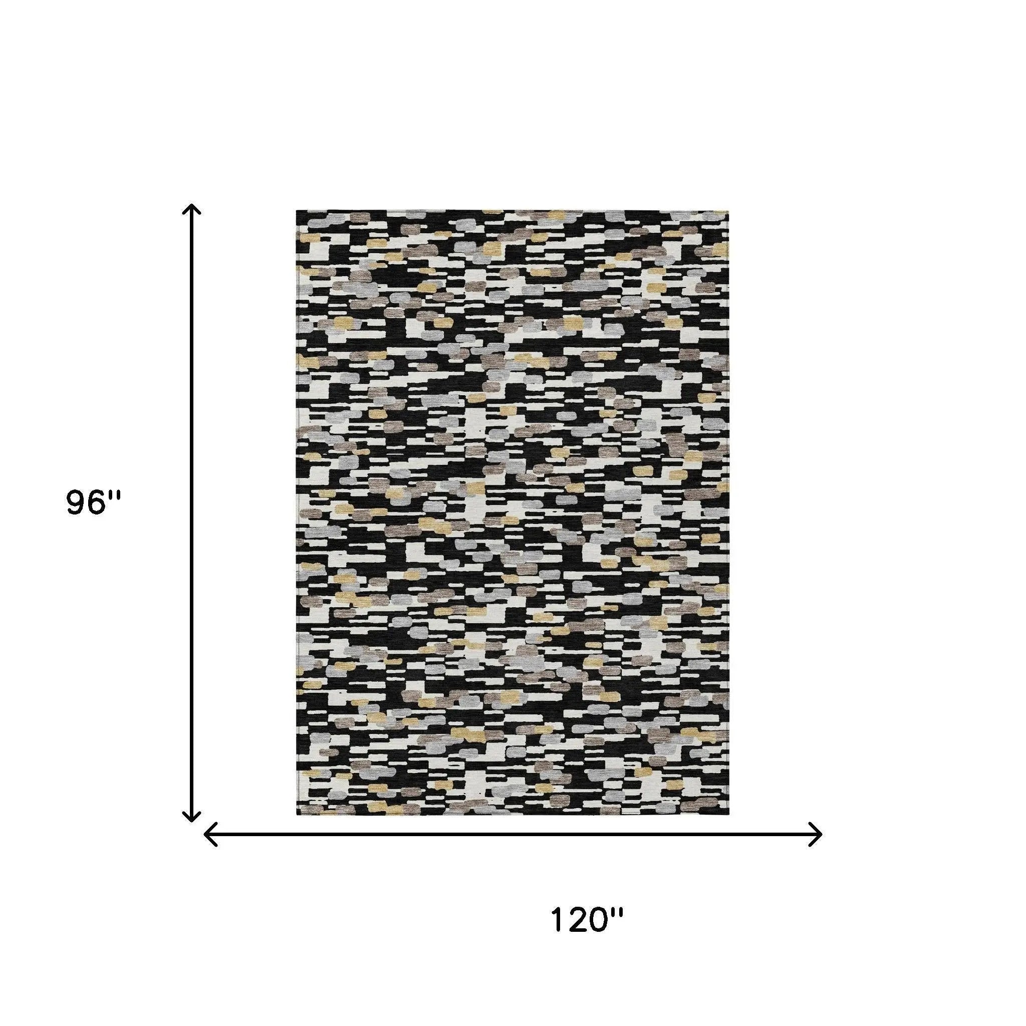 8' X 10' Black And Graphite Geometric Washable Indoor Outdoor Area Rug Homeroots Outdoor