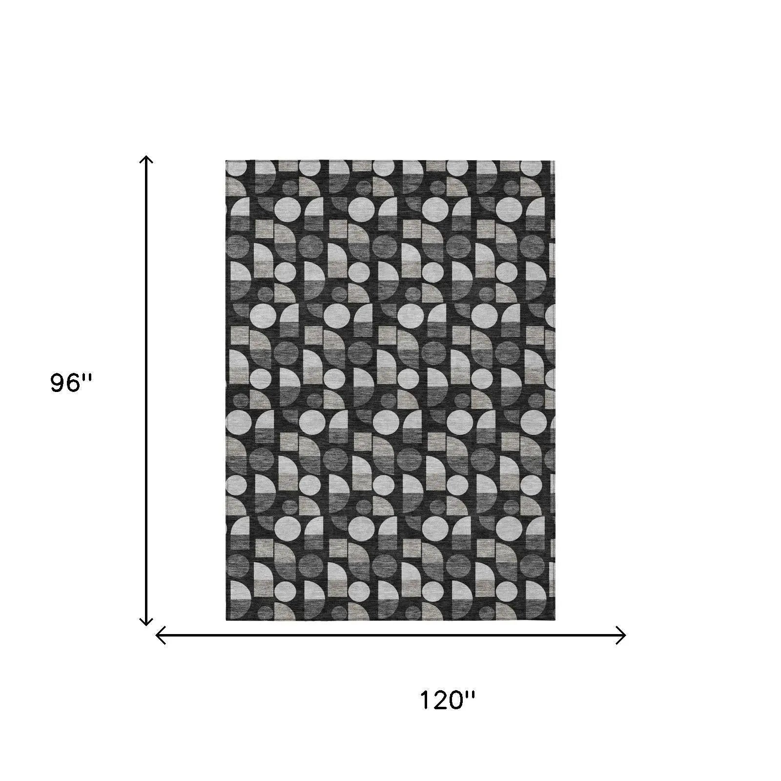 8' X 10' Black And Graphite Geometric Washable Indoor Outdoor Area Rug Homeroots Outdoor