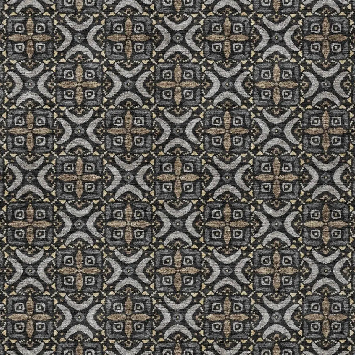 8' X 10' Black And Graphite Geometric Washable Indoor Outdoor Area Rug Homeroots Outdoor