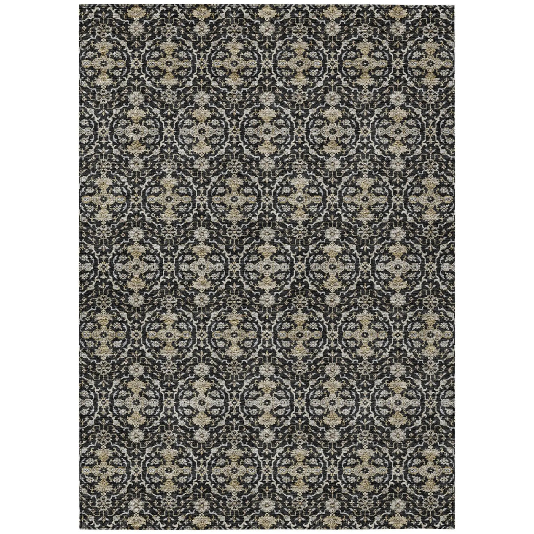 8' X 10' Black And Graphite Oriental Washable Indoor Outdoor Area Rug Homeroots Outdoor