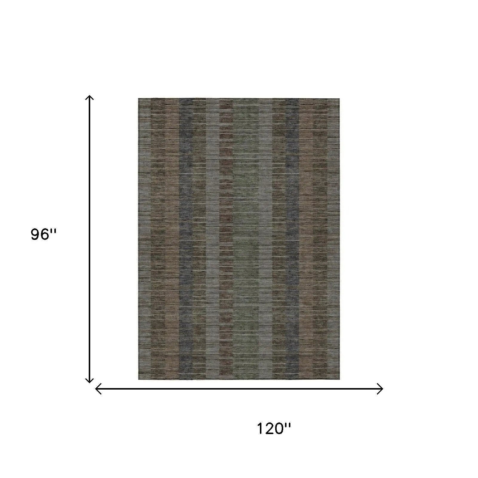 8' X 10' Black And Graphite Striped Washable Indoor Outdoor Area Rug Homeroots Outdoor