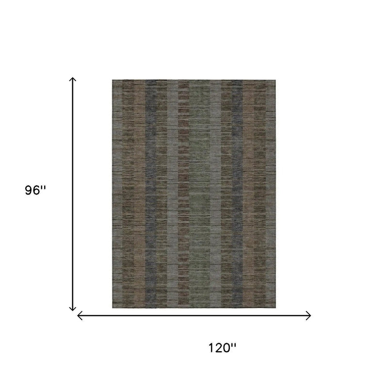 8' X 10' Black And Graphite Striped Washable Indoor Outdoor Area Rug Homeroots Outdoor