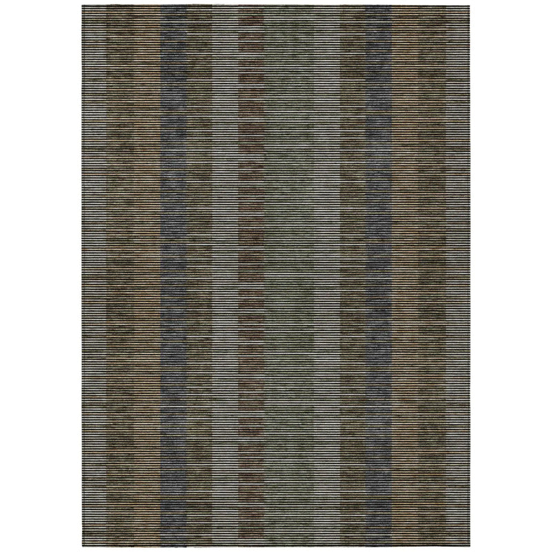 8' X 10' Black And Graphite Striped Washable Indoor Outdoor Area Rug Homeroots Outdoor