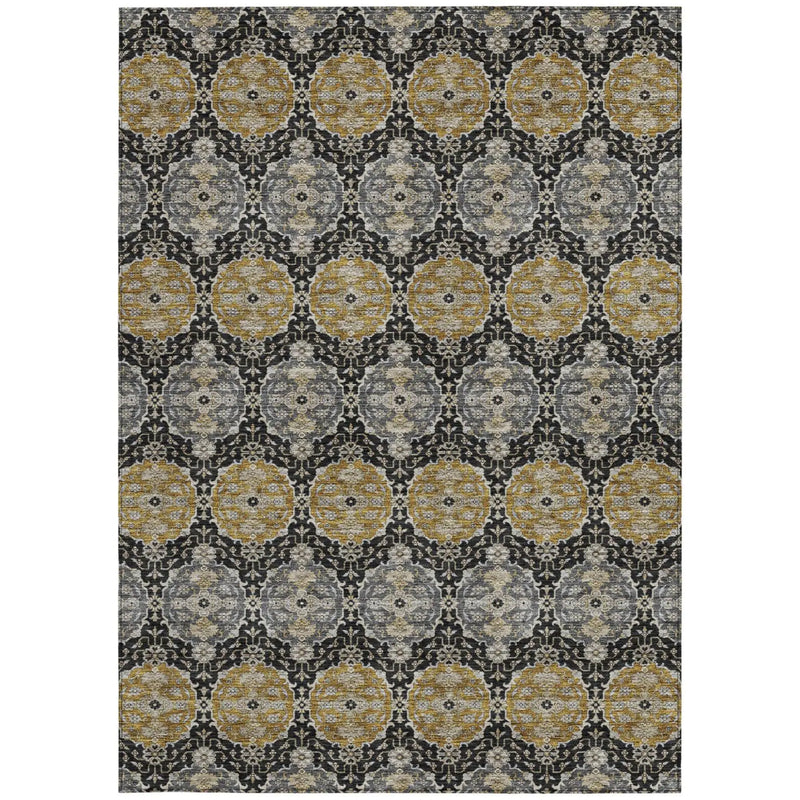 8' X 10' Black And Graphite Striped Washable Indoor Outdoor Area Rug Homeroots Outdoor