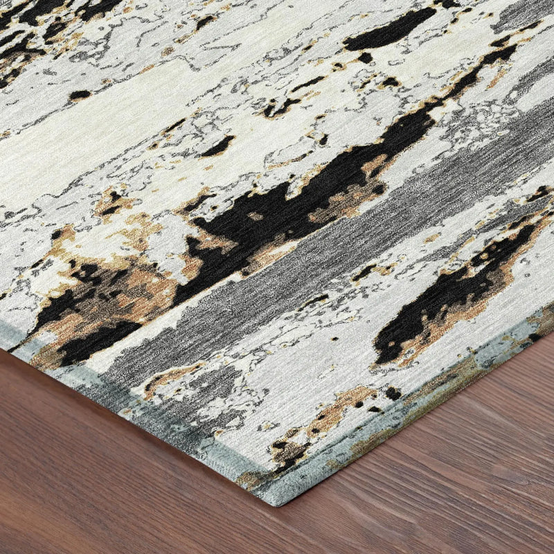 8' X 10' Black And Gray Abstract Washable Indoor Outdoor Area Rug Homeroots Outdoor
