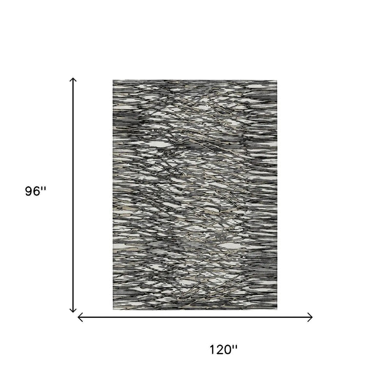 8' X 10' Black And Gray Abstract Washable Indoor Outdoor Area Rug Homeroots Outdoor