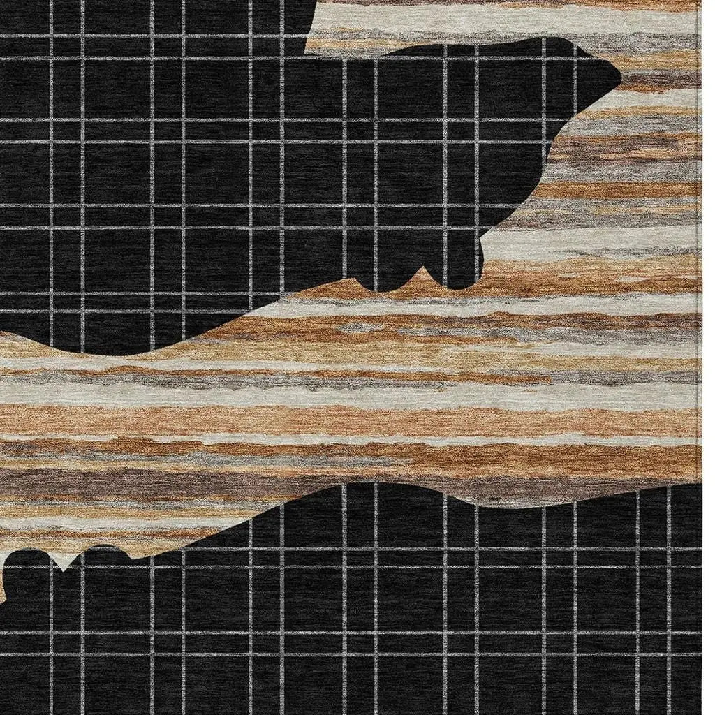 8' X 10' Black And Gray Abstract Washable Indoor Outdoor Area Rug Homeroots Outdoor