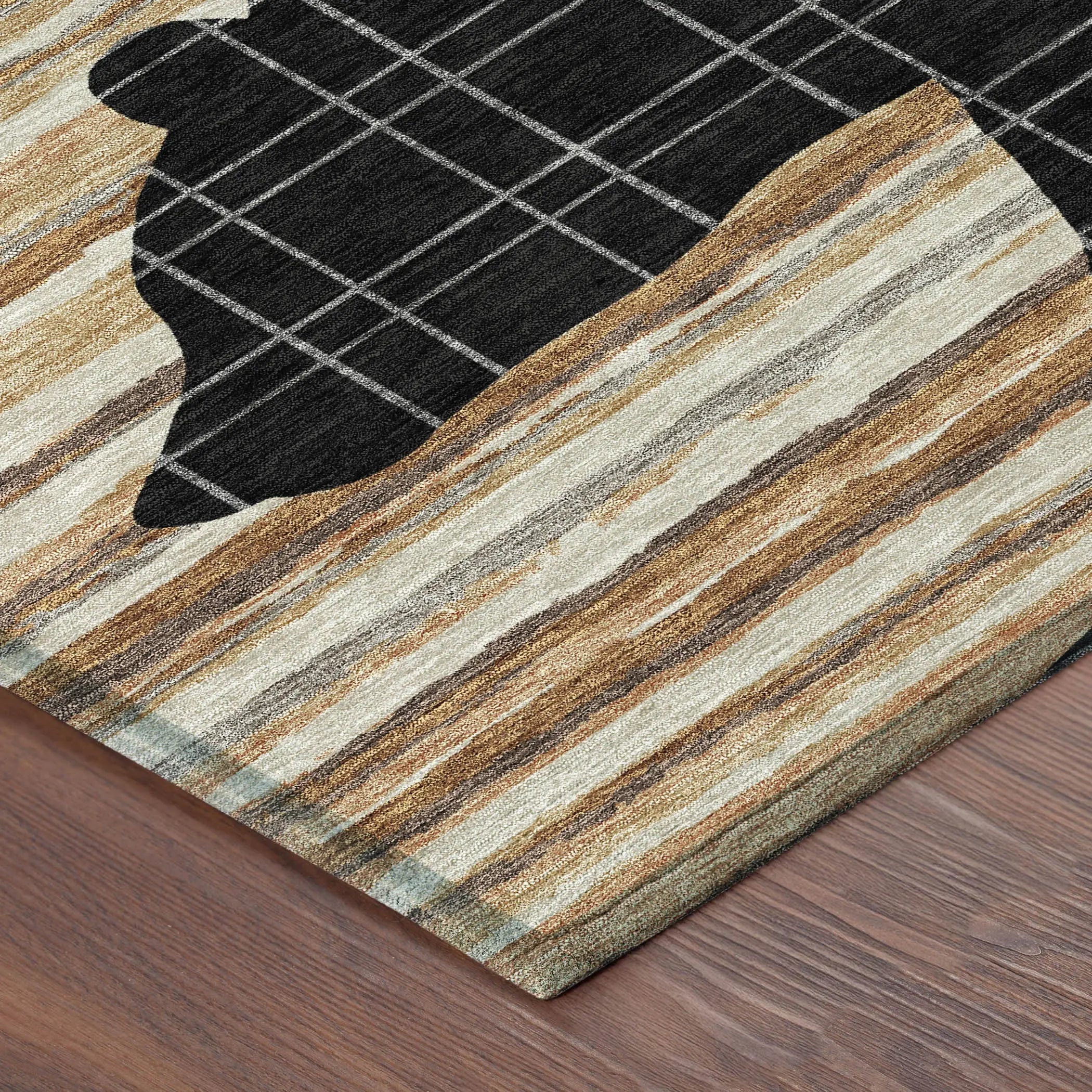 8' X 10' Black And Gray Abstract Washable Indoor Outdoor Area Rug Homeroots Outdoor