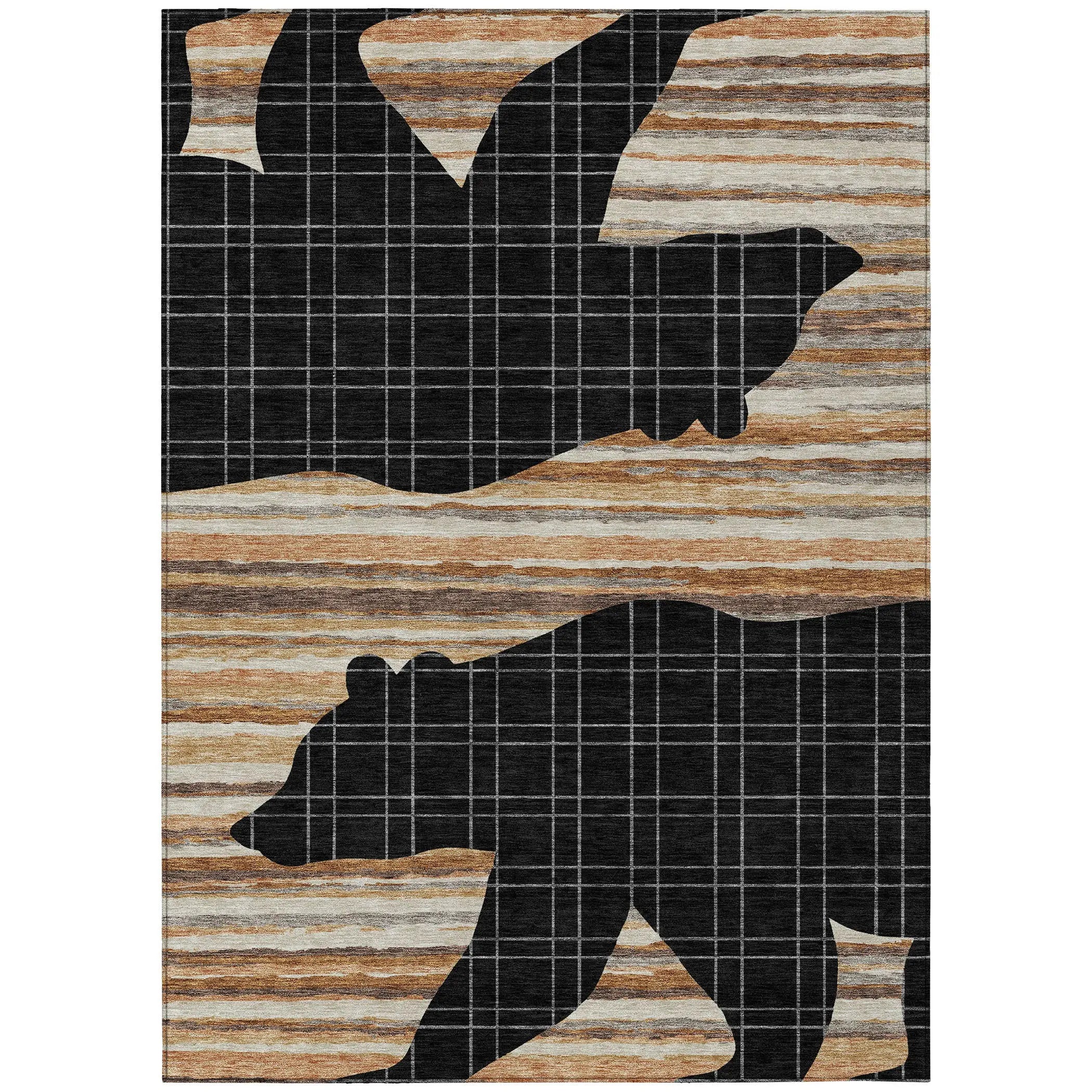 8' X 10' Black And Gray Abstract Washable Indoor Outdoor Area Rug Homeroots Outdoor