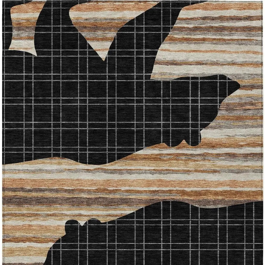 8' X 10' Black And Gray Abstract Washable Indoor Outdoor Area Rug Homeroots Outdoor