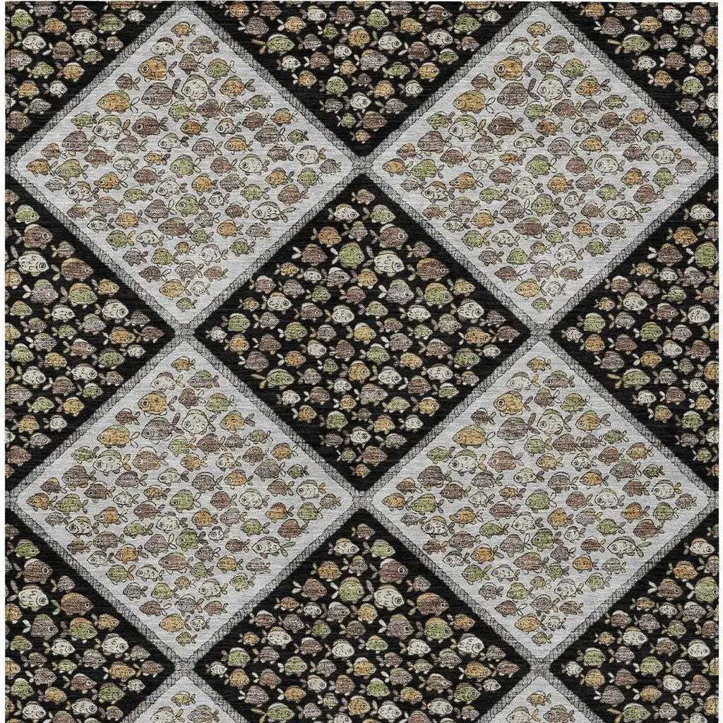 8' X 10' Black And Gray Abstract Washable Indoor Outdoor Area Rug Homeroots Outdoor