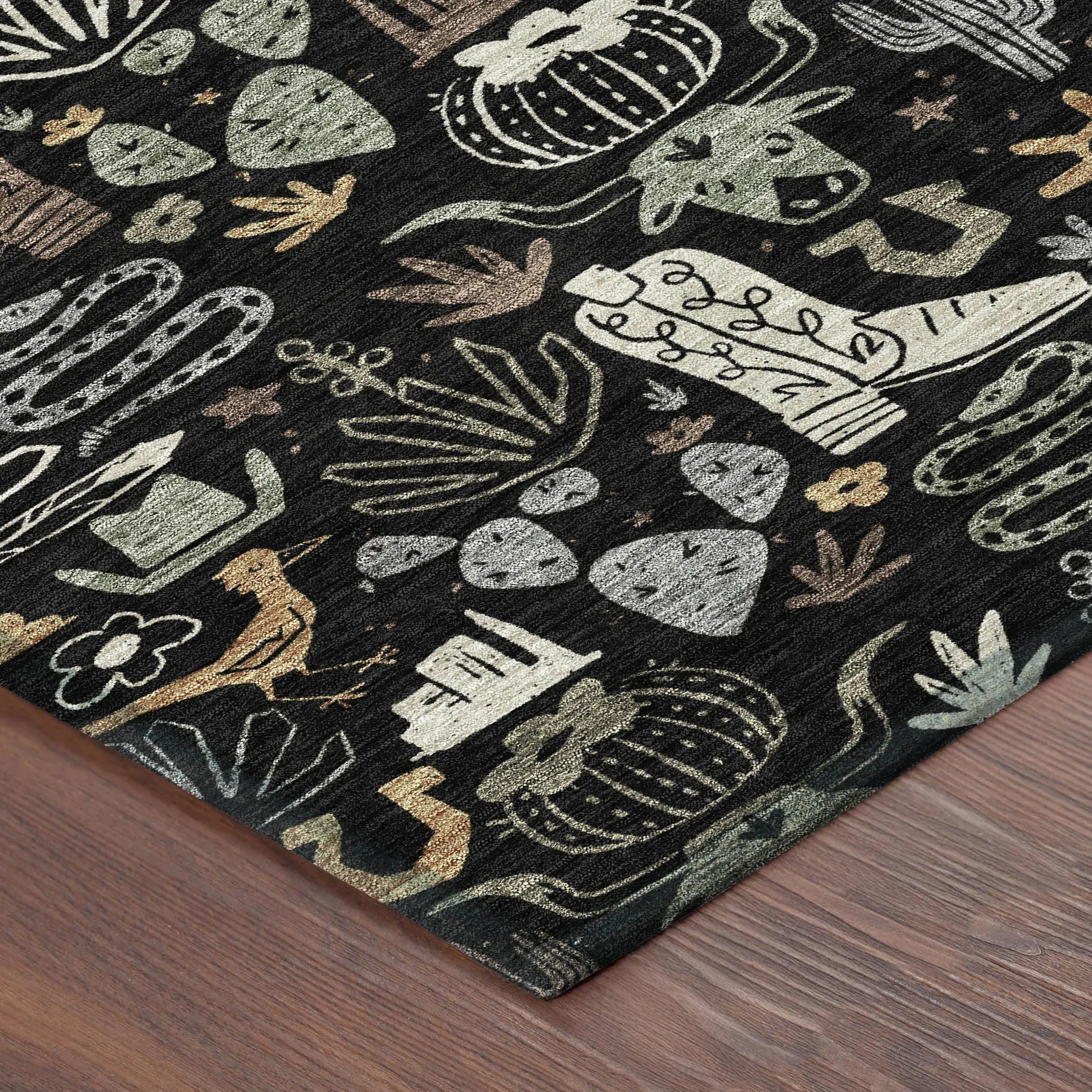8' X 10' Black And Gray Cactus Washable Indoor Outdoor Area Rug Homeroots Outdoor