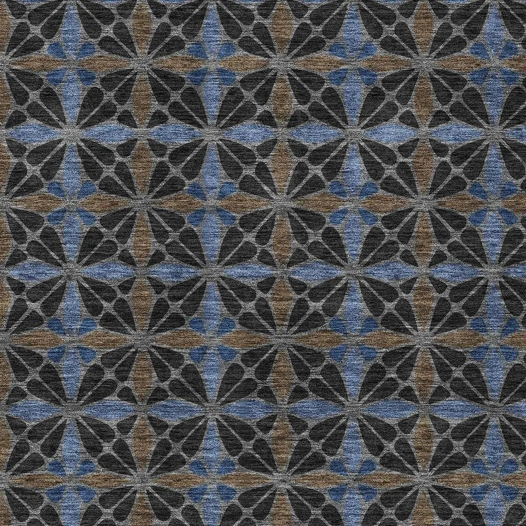 8' X 10' Black And Gray Geometric Washable Indoor Outdoor Area Rug Homeroots Outdoor
