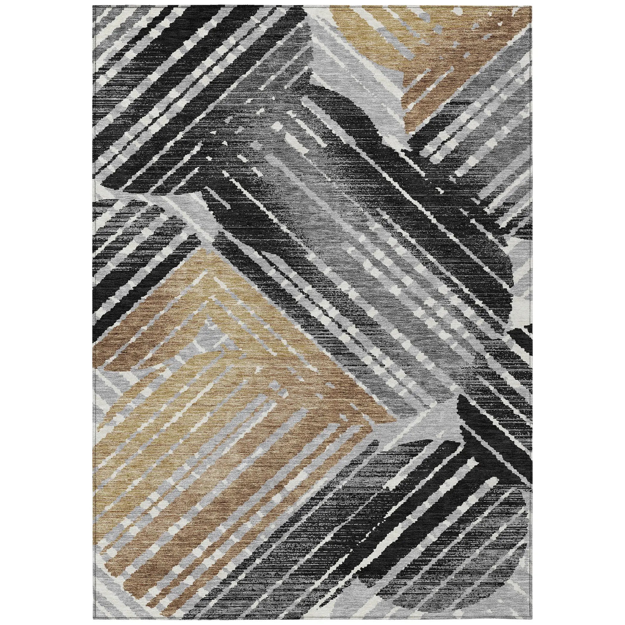 8' X 10' Black And Gray Geometric Washable Indoor Outdoor Area Rug Homeroots Outdoor
