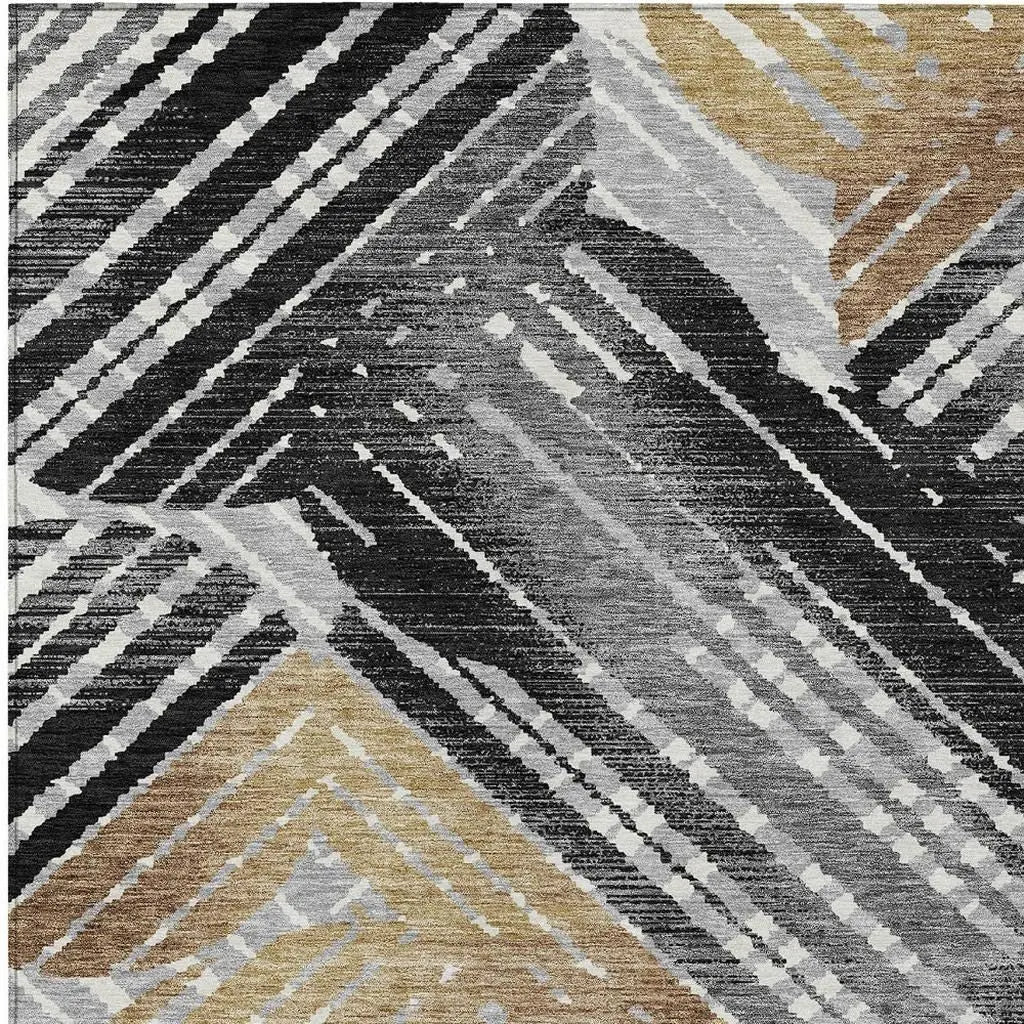 8' X 10' Black And Gray Geometric Washable Indoor Outdoor Area Rug Homeroots Outdoor