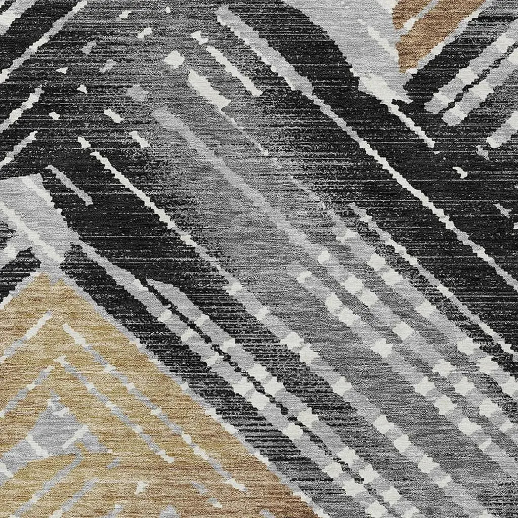 8' X 10' Black And Gray Geometric Washable Indoor Outdoor Area Rug Homeroots Outdoor