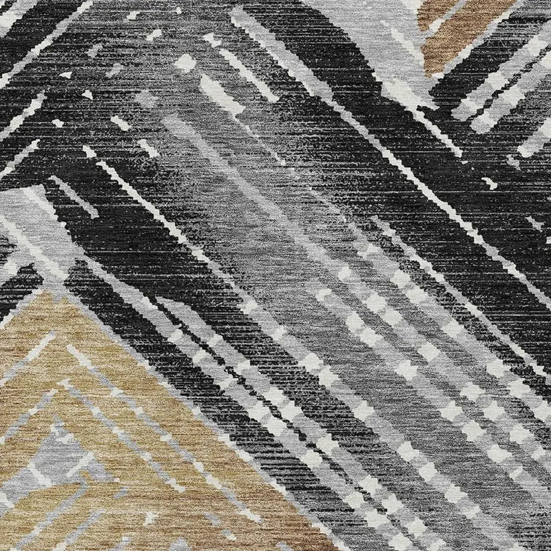 8' X 10' Black And Gray Geometric Washable Indoor Outdoor Area Rug Homeroots Outdoor