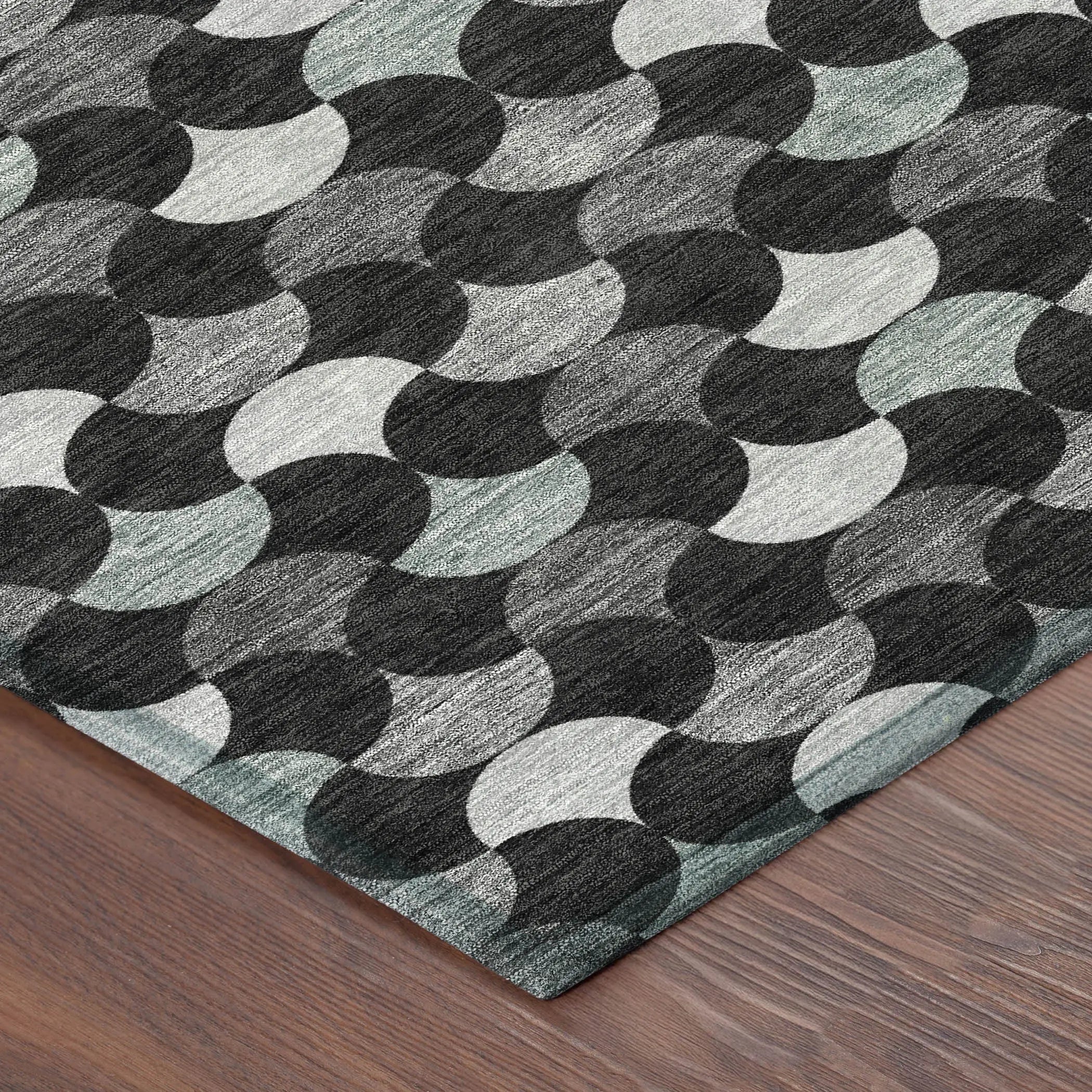 8' X 10' Black And Gray Geometric Washable Indoor Outdoor Area Rug Homeroots Outdoor