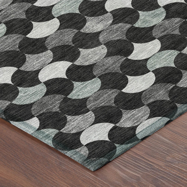 8' X 10' Black And Gray Geometric Washable Indoor Outdoor Area Rug Homeroots Outdoor