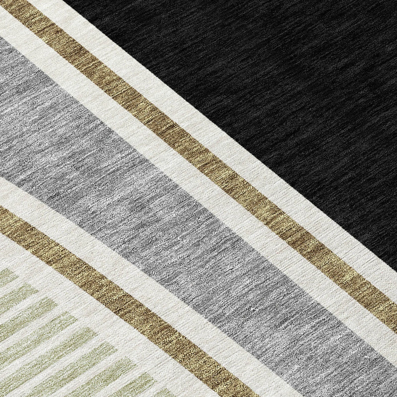 8' X 10' Black And Gray Geometric Washable Indoor Outdoor Area Rug Homeroots Outdoor