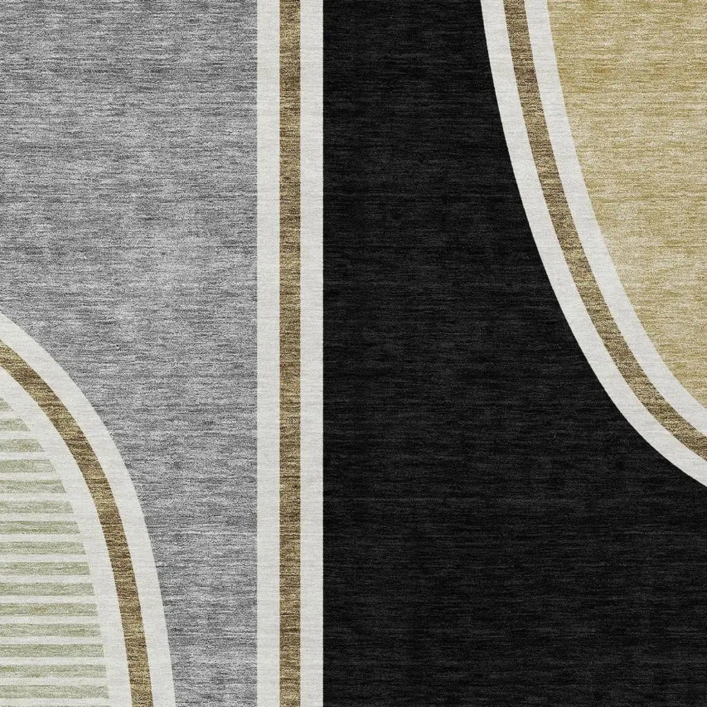 8' X 10' Black And Gray Geometric Washable Indoor Outdoor Area Rug Homeroots Outdoor