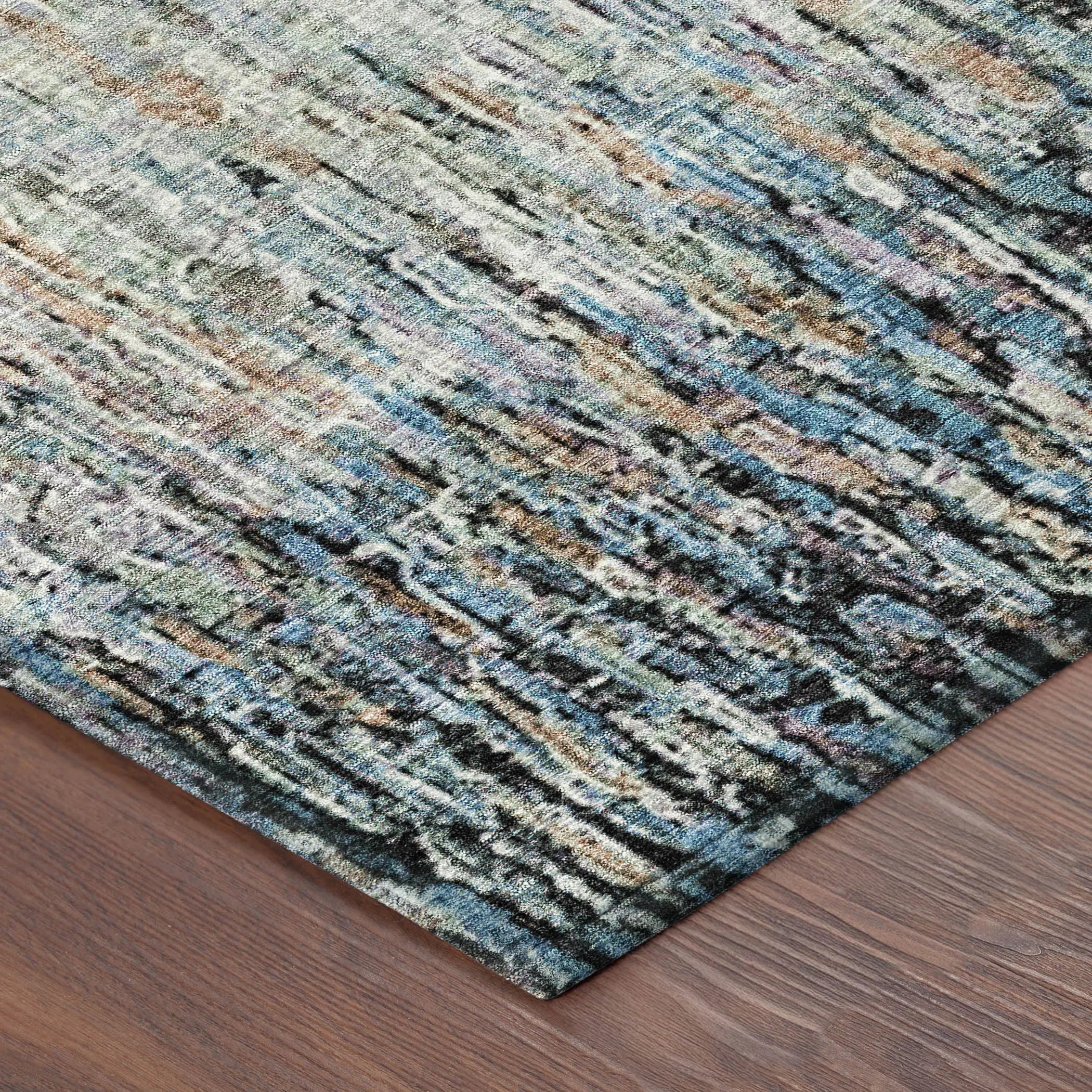 8' X 10' Black And Gray Striped Washable Indoor Outdoor Area Rug Homeroots Outdoor