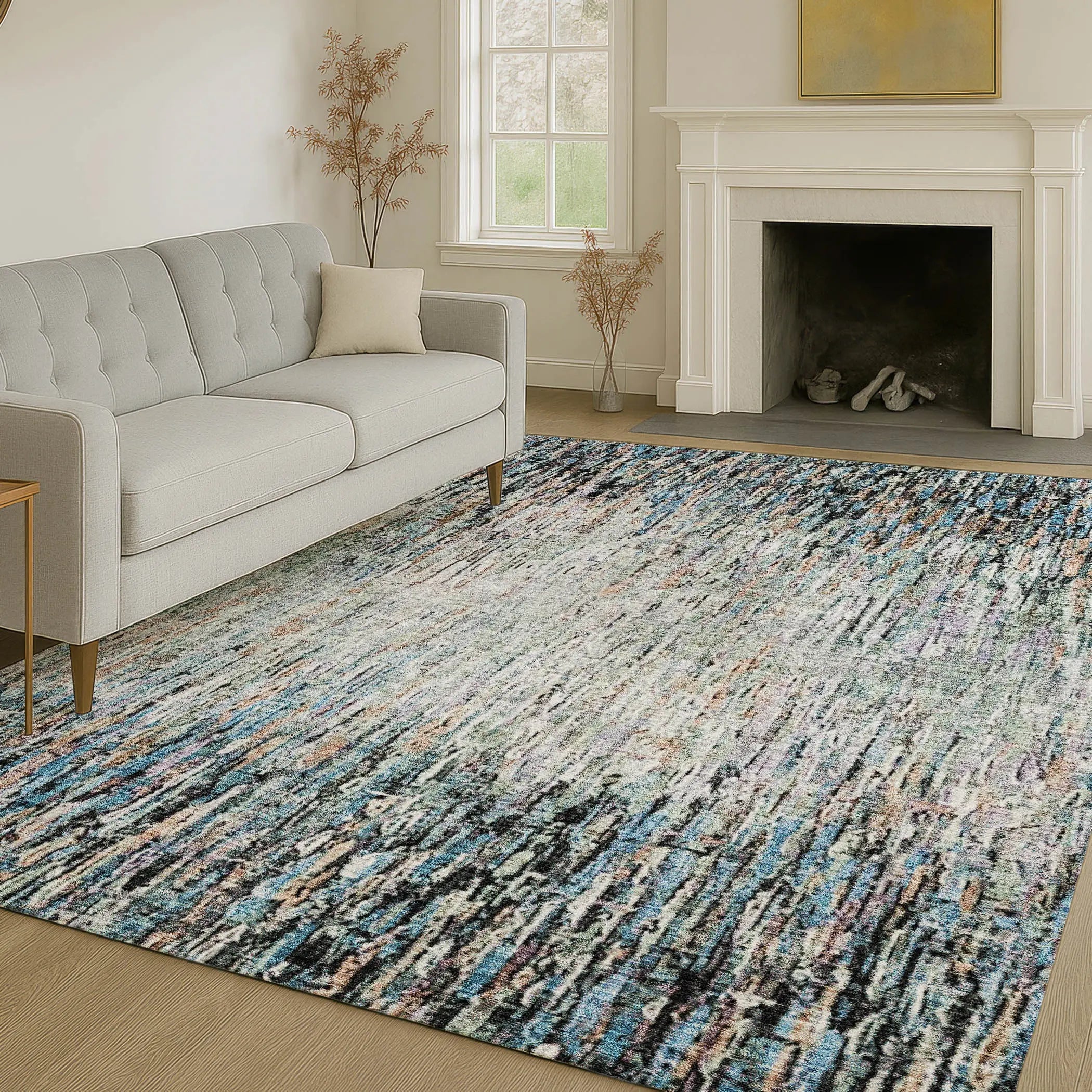 8' X 10' Black And Gray Striped Washable Indoor Outdoor Area Rug Homeroots Outdoor